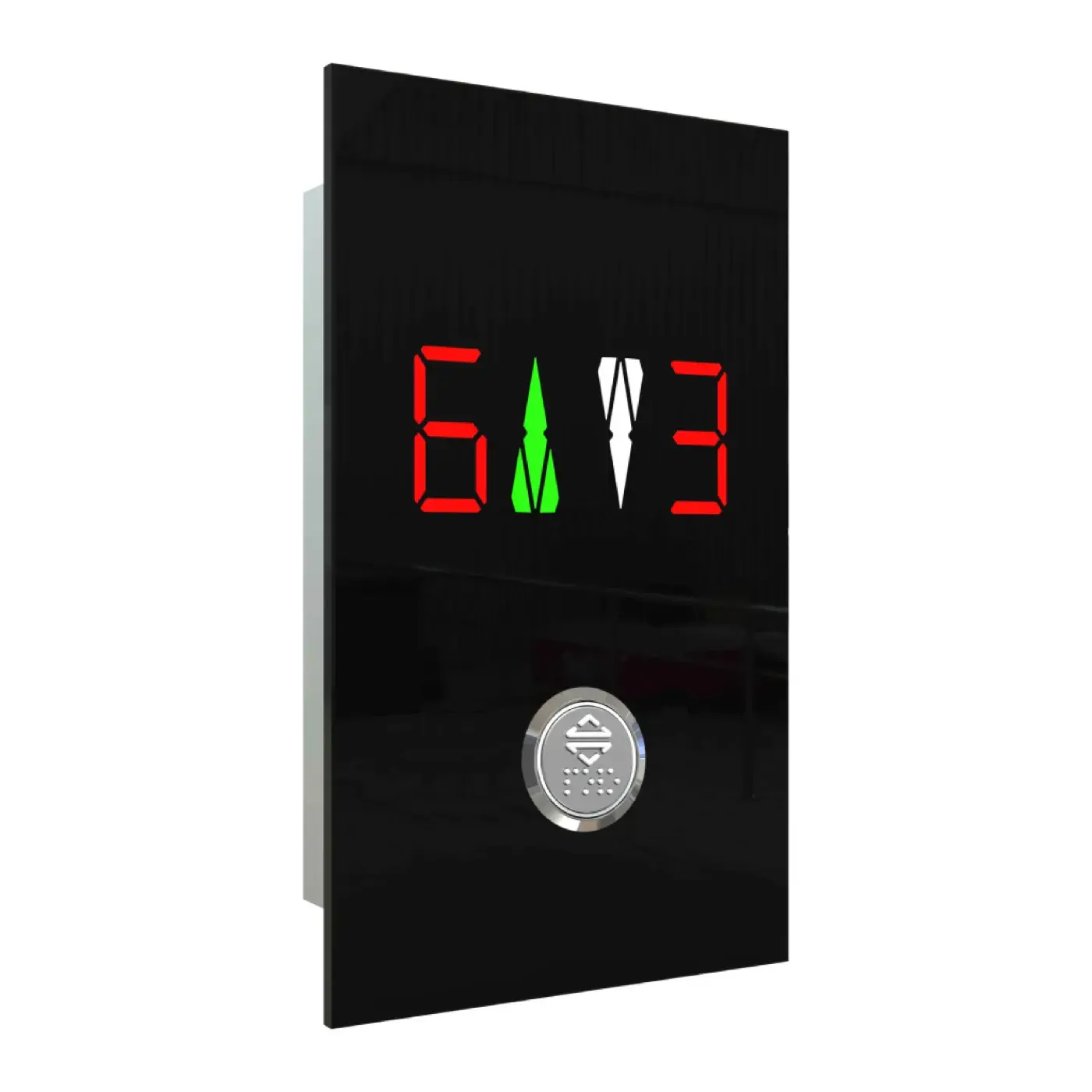 Glasline Button — duplex, met weergave, één drukknop — etagebedieningspaneel, productweergave