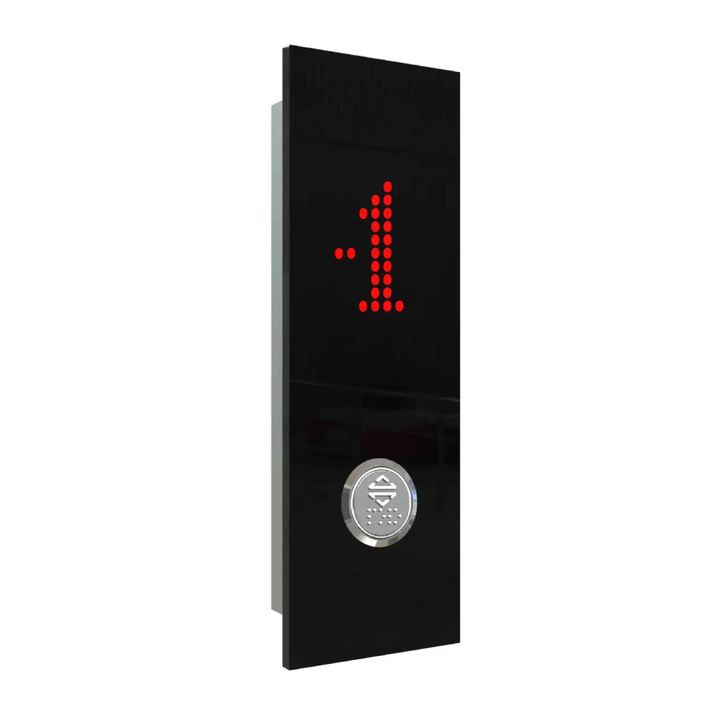 Glasline Button — with indicator, one button, black — landing call panel, product view