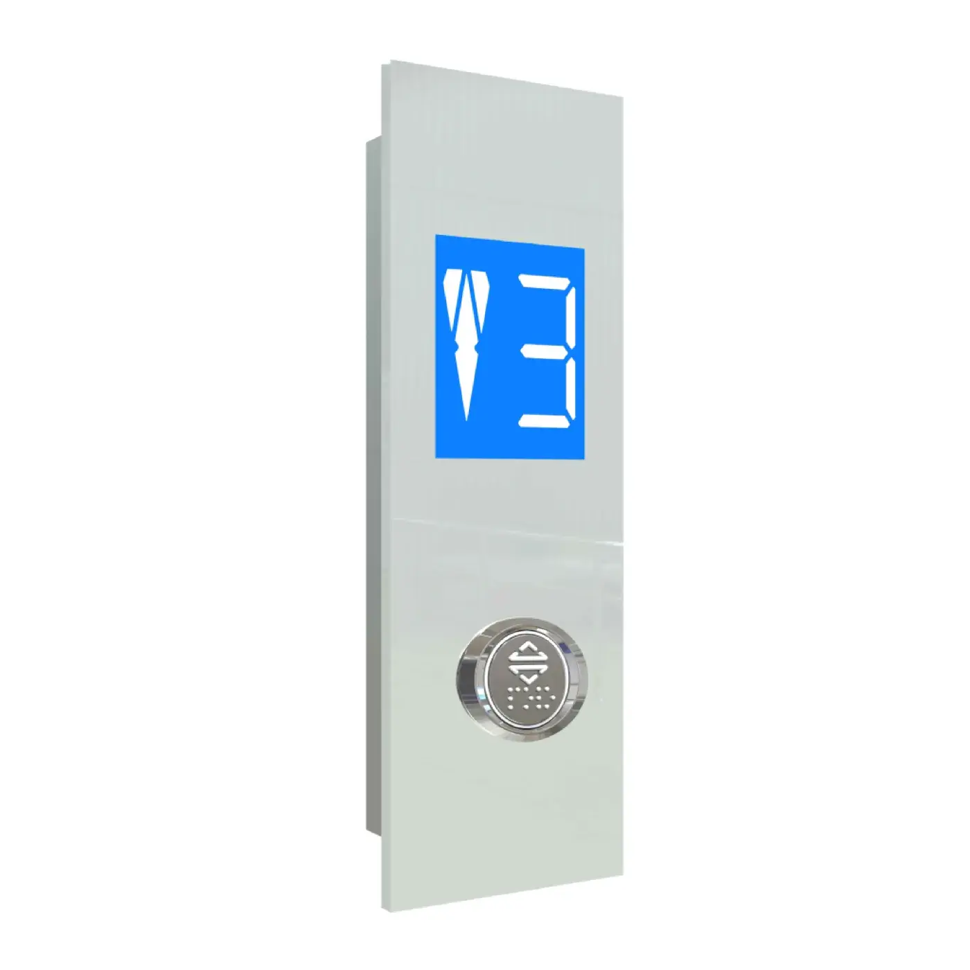 Glasline Button — with indicator, one button, white — landing call panel, product view