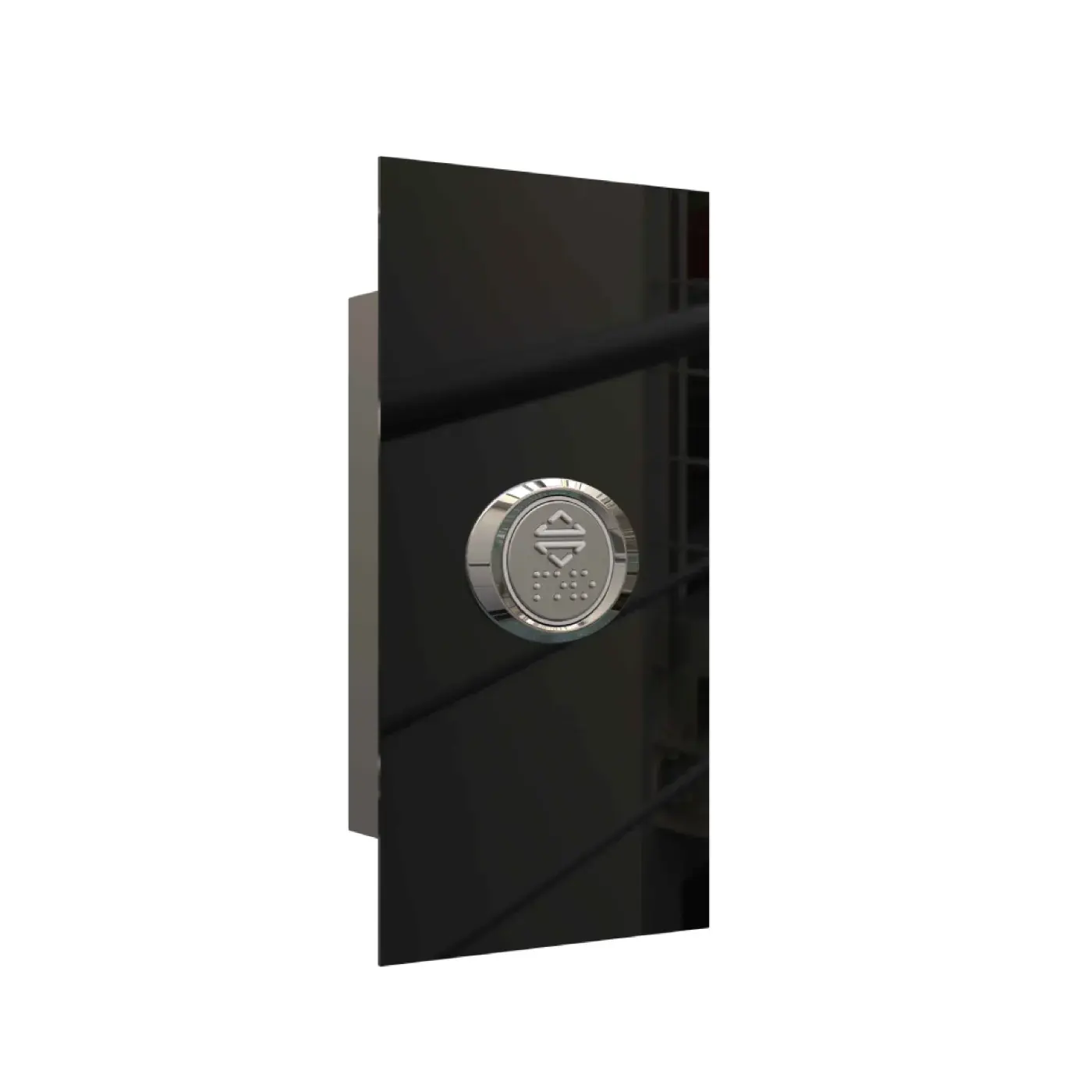 Glasline Button — without indicator, one button, black — landing call panel, product view