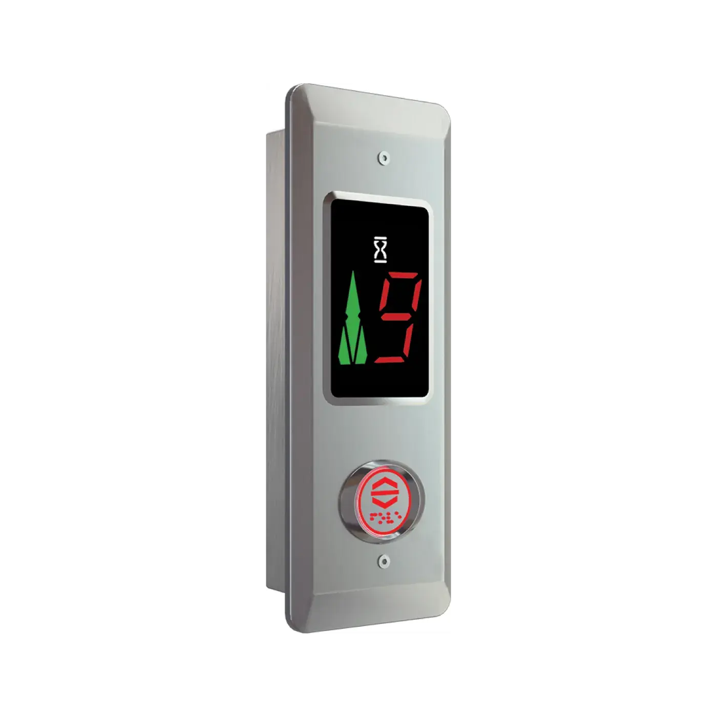 Standard Flush — with indicator, one button, screw fixing — landing call panel, product view