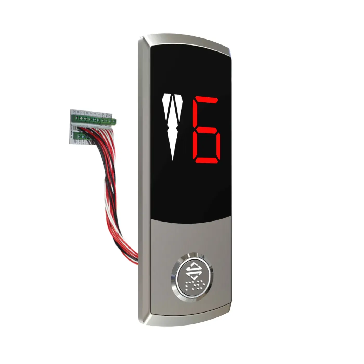 Vesta — with indicator, one button, pre-wired connection — landing call panel, product view