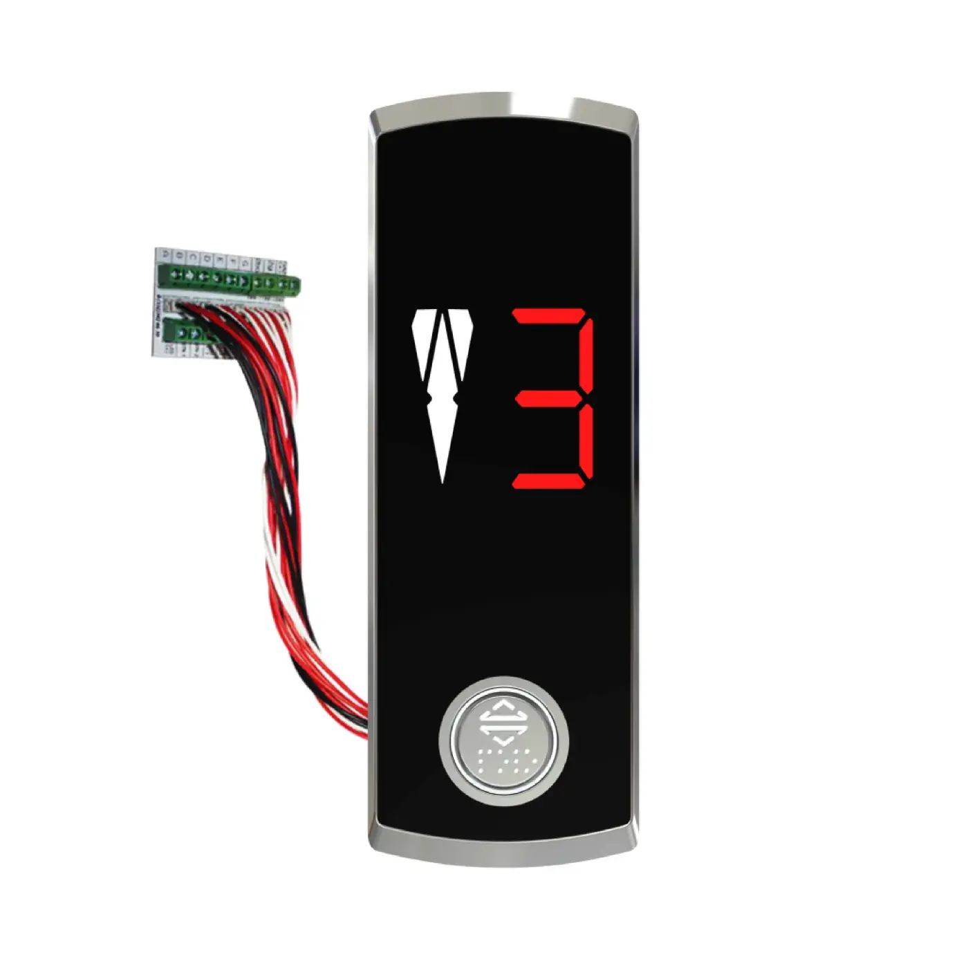 Zamak — with indicator, one button, pre-wired connection — landing call panel, product view
