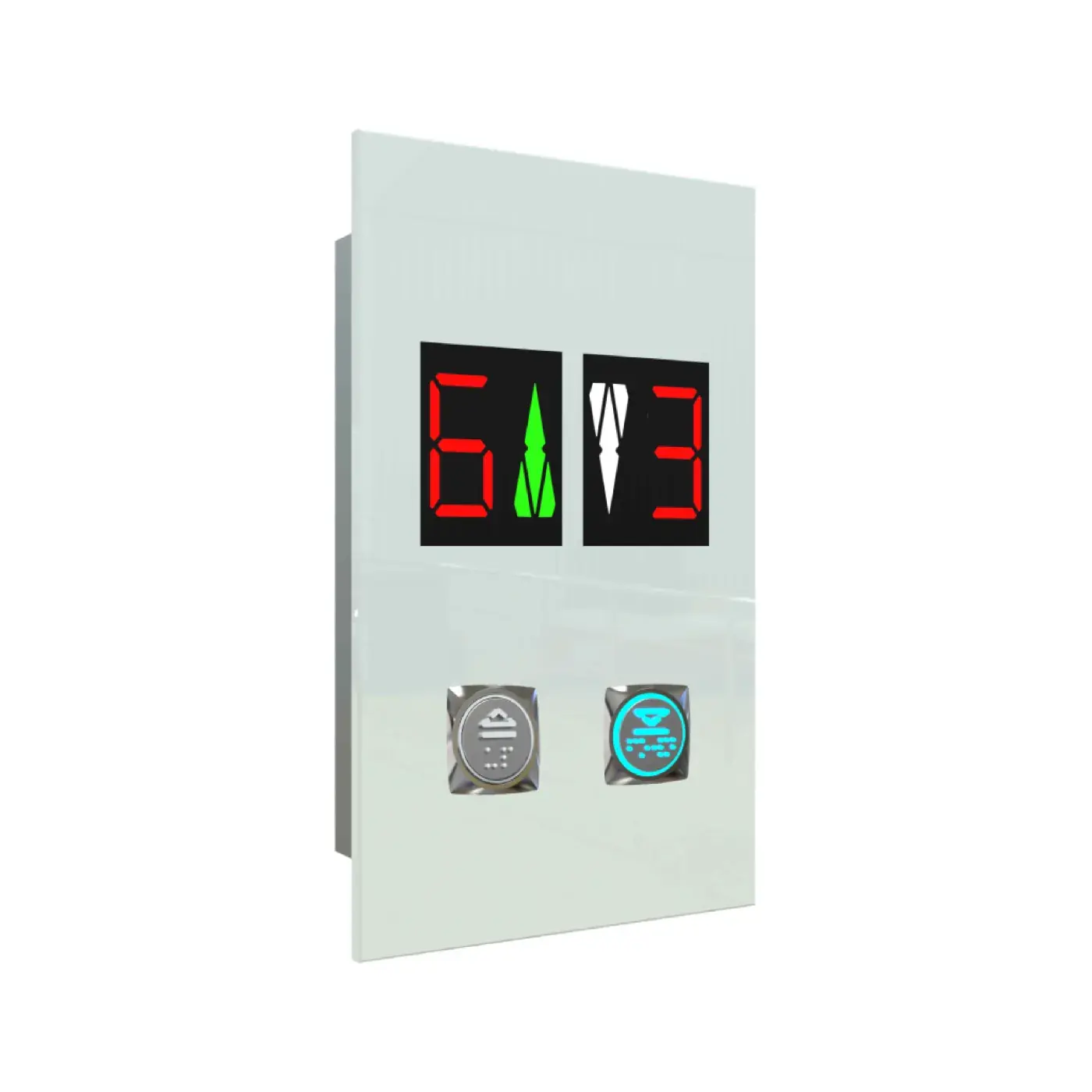 Glasline Button — duplex, with indicator, horizontal — landing call panel, product view